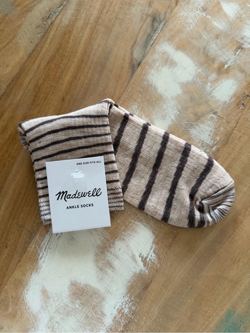Madewell Striped Ankle Socks in Beige and Brown